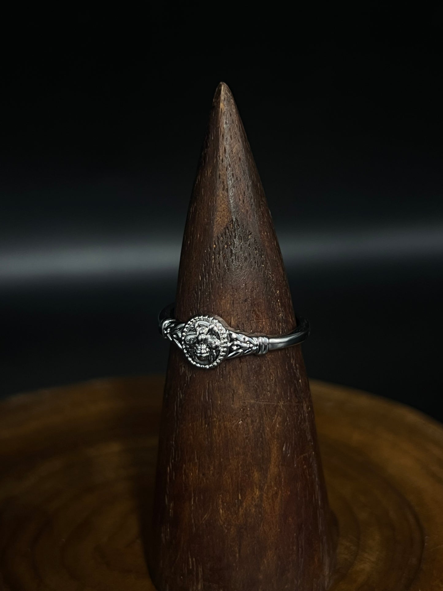 Imperial Bee Filigree Ring- White K Plated Copper & Zirconia