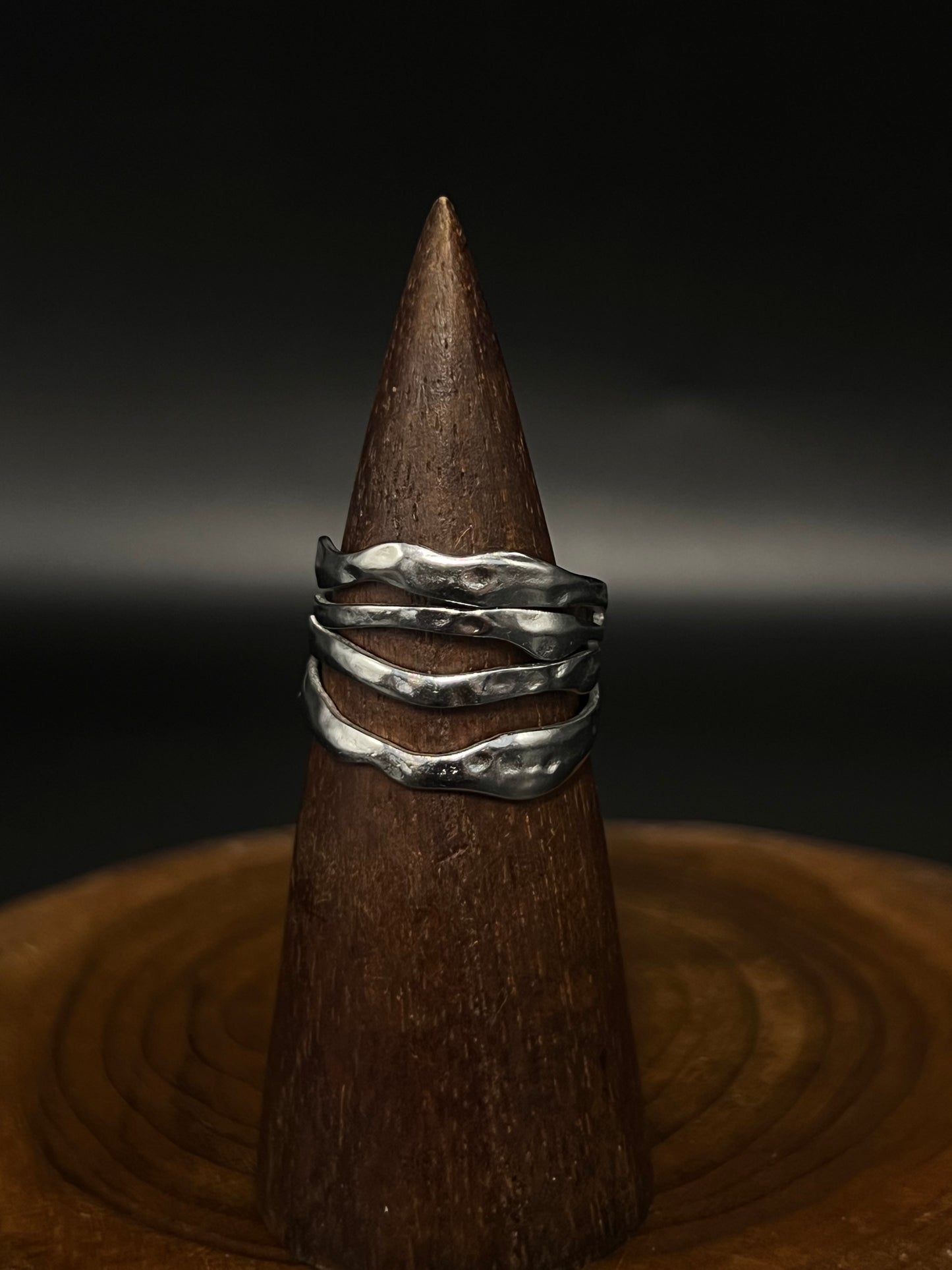 Silver Molten Lava Ring- Adjustable Stainless Steel Statement Ring