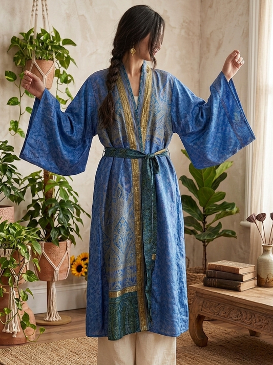 The Azure Mystic Kimono Robe