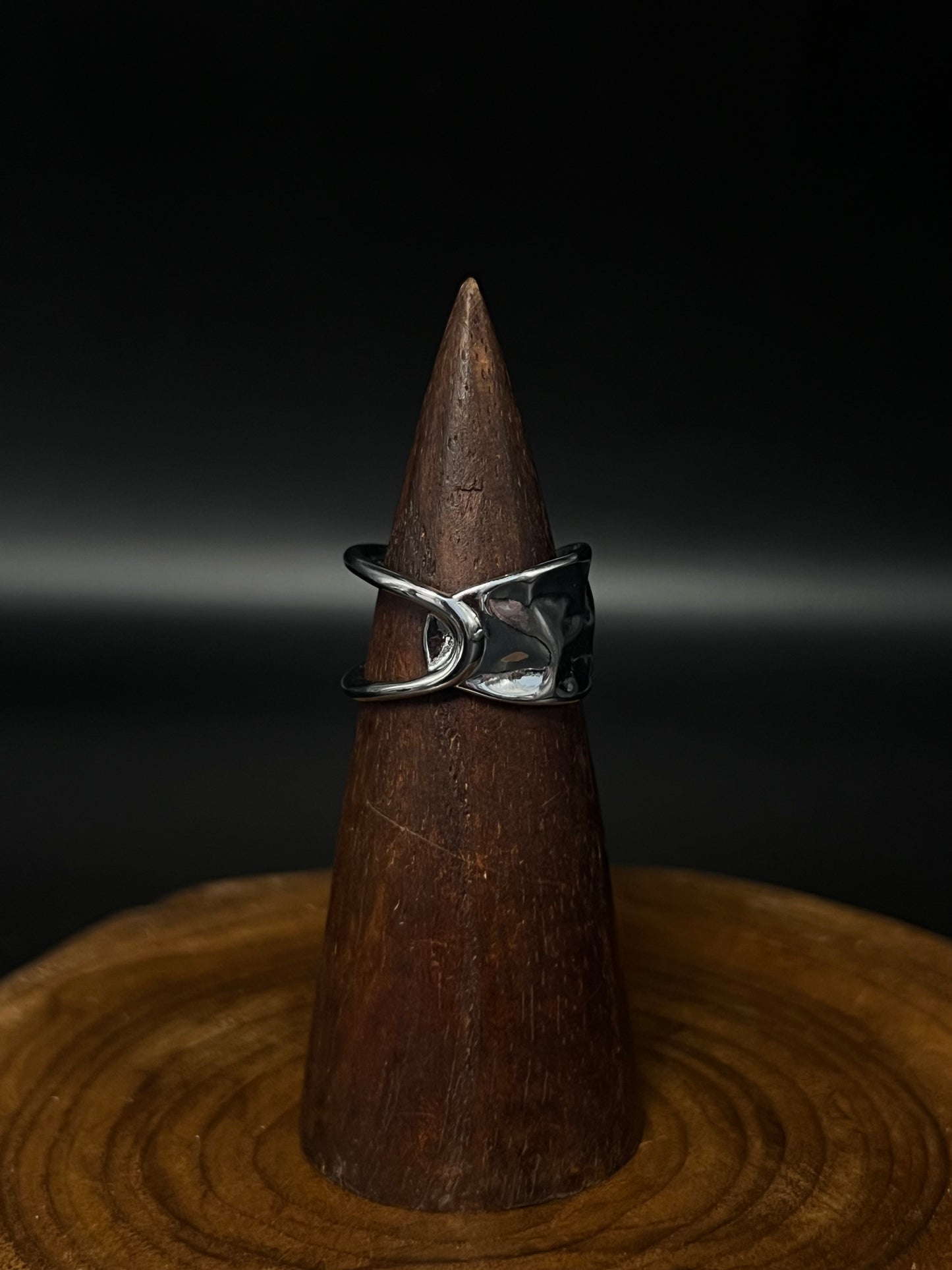 Abstract Molten Lava Ring - Tarnish-Free Stainless Steel - High Polish Liquid Metal Adjustable Statement Ring