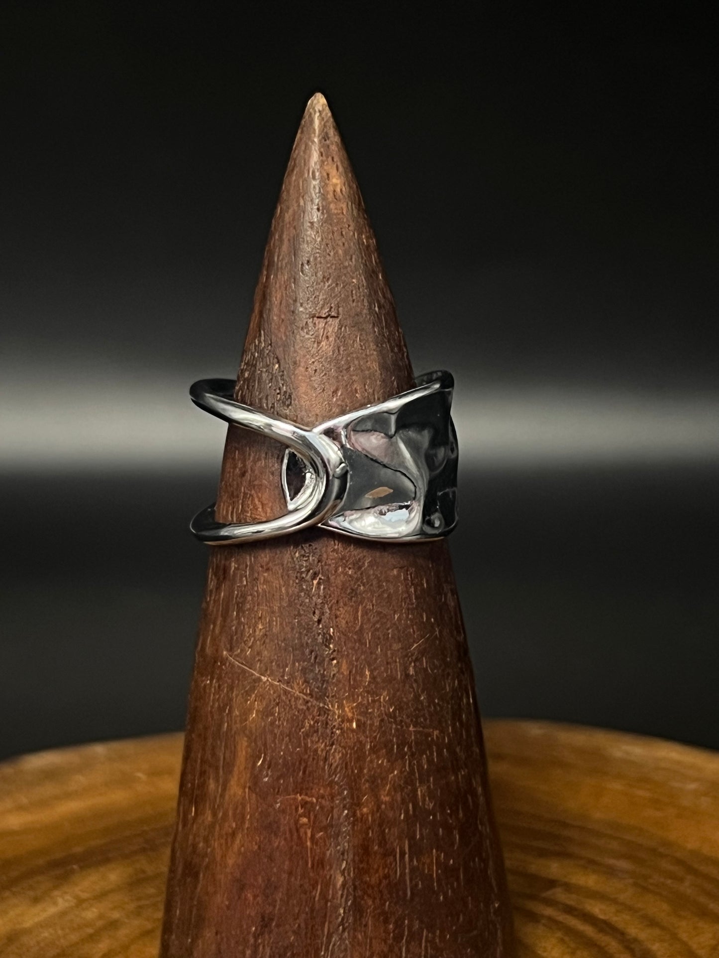 Abstract Molten Lava Ring - Tarnish-Free Stainless Steel - High Polish Liquid Metal Adjustable Statement Ring