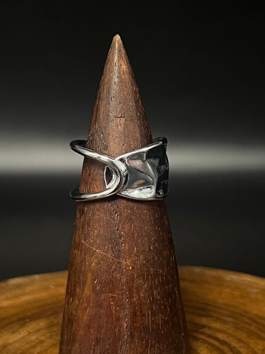 Abstract Molten Lava Ring - Tarnish-Free Stainless Steel - High Polish Liquid Metal Adjustable Statement Ring