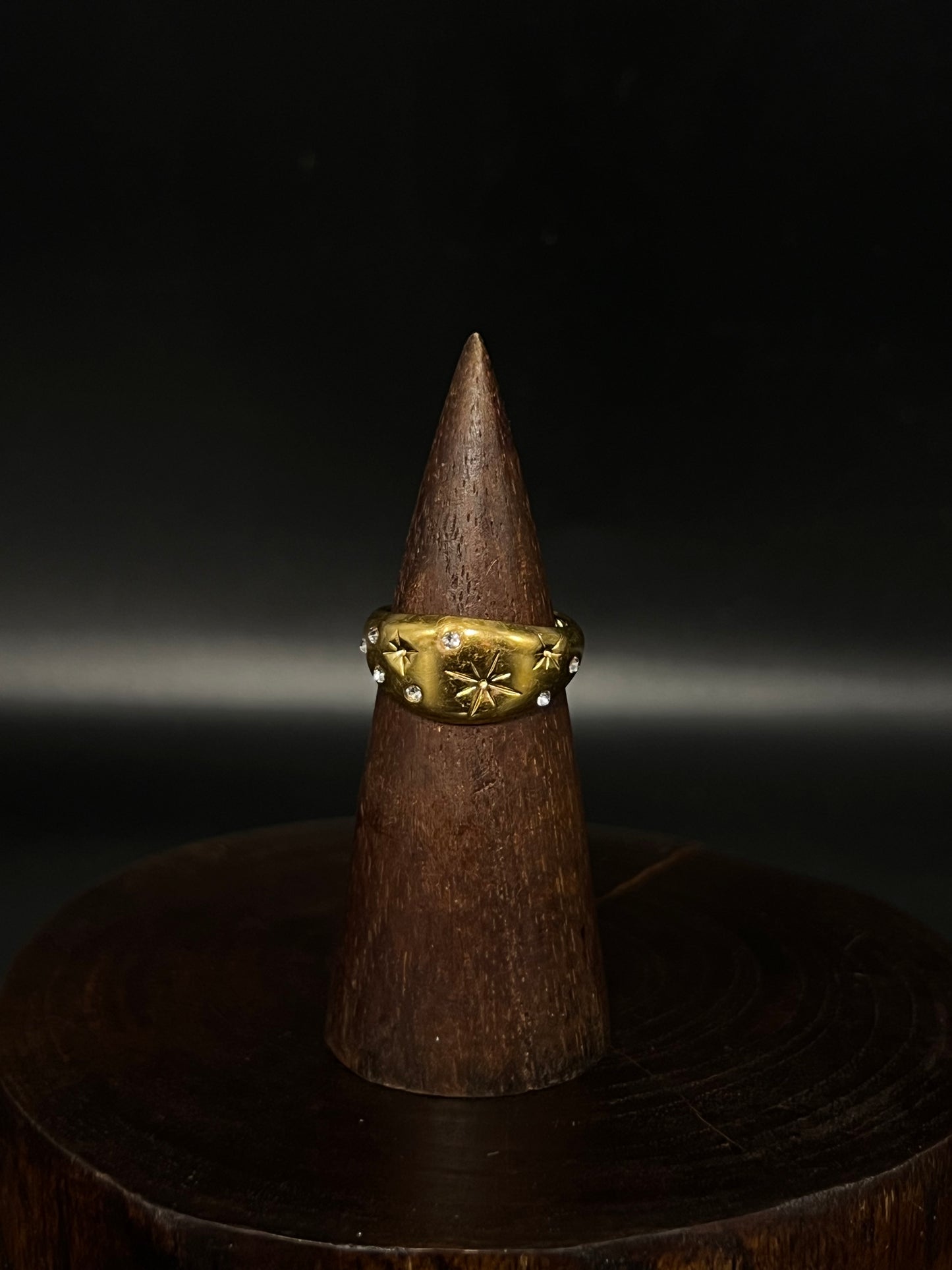 Waterproof Celestial Signet Ring - 18k Gold Plated Starry Dome Ring - Stainless Steel Jewelry