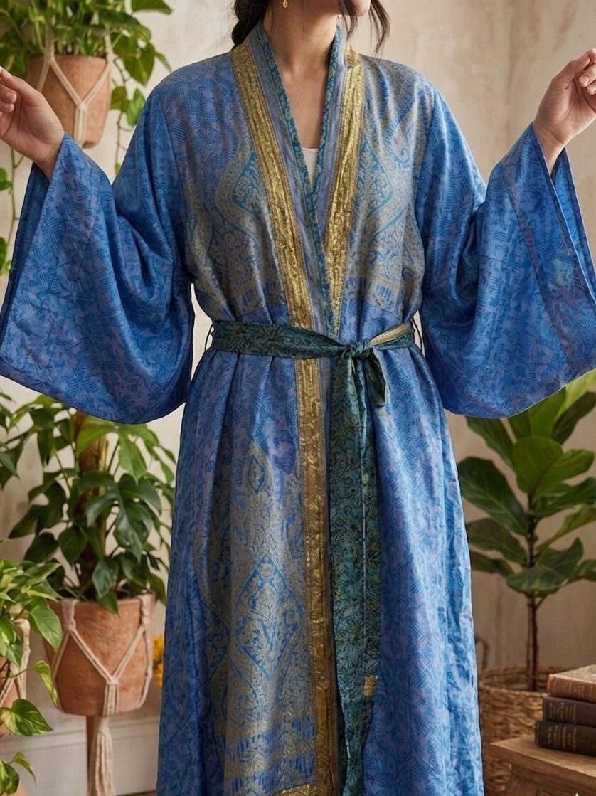 The Azure Mystic Kimono Robe