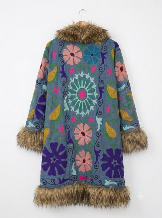 70s Boho Embroidered Penny Lane Coat