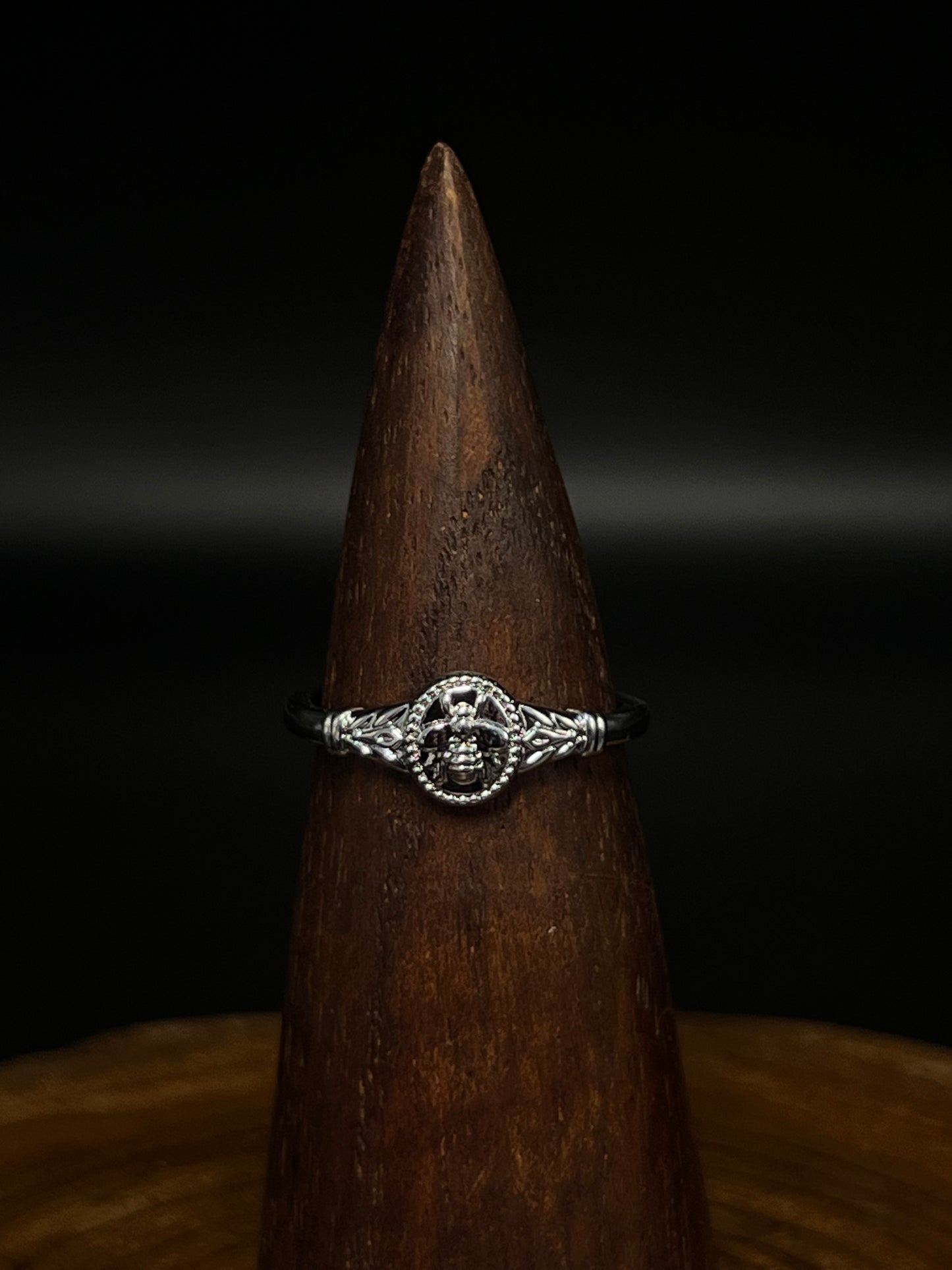 Imperial Bee Filigree Ring- White K Plated Copper & Zirconia