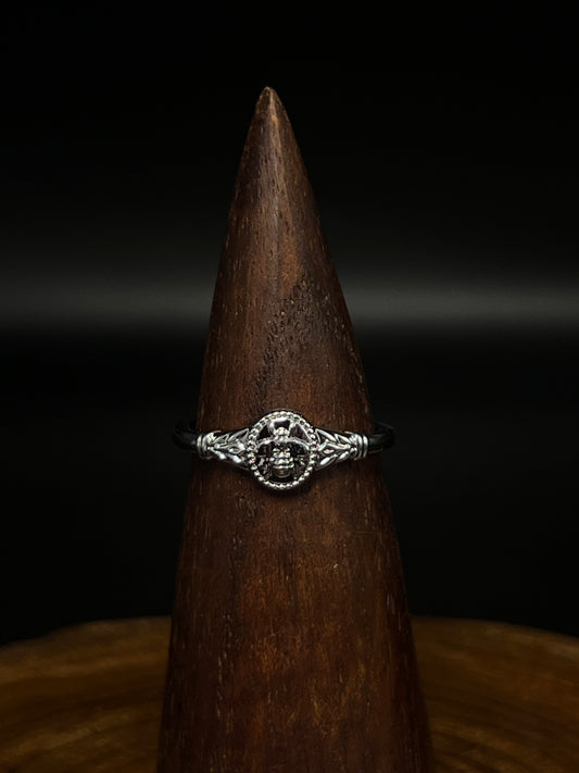 Imperial Bee Filigree Ring- White K Plated Copper & Zirconia