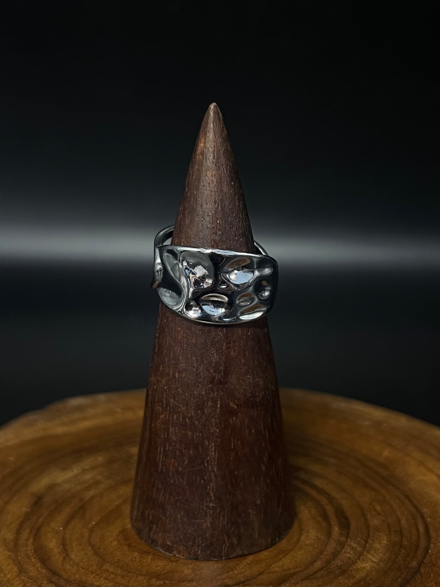 Abstract Molten Lava Ring - Tarnish-Free Stainless Steel - High Polish Liquid Metal Adjustable Statement Ring