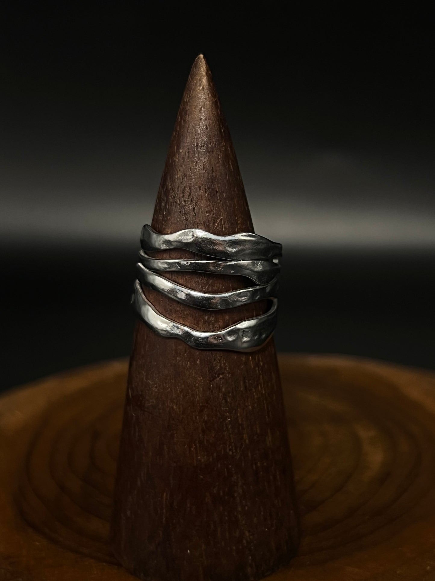 Silver Molten Lava Ring- Adjustable Stainless Steel Statement Ring
