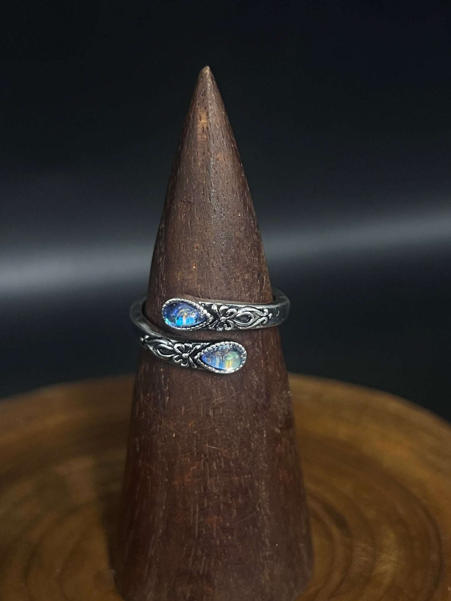Vintage Aurora Teardrop Ring- Boho Wrap Ring for Women