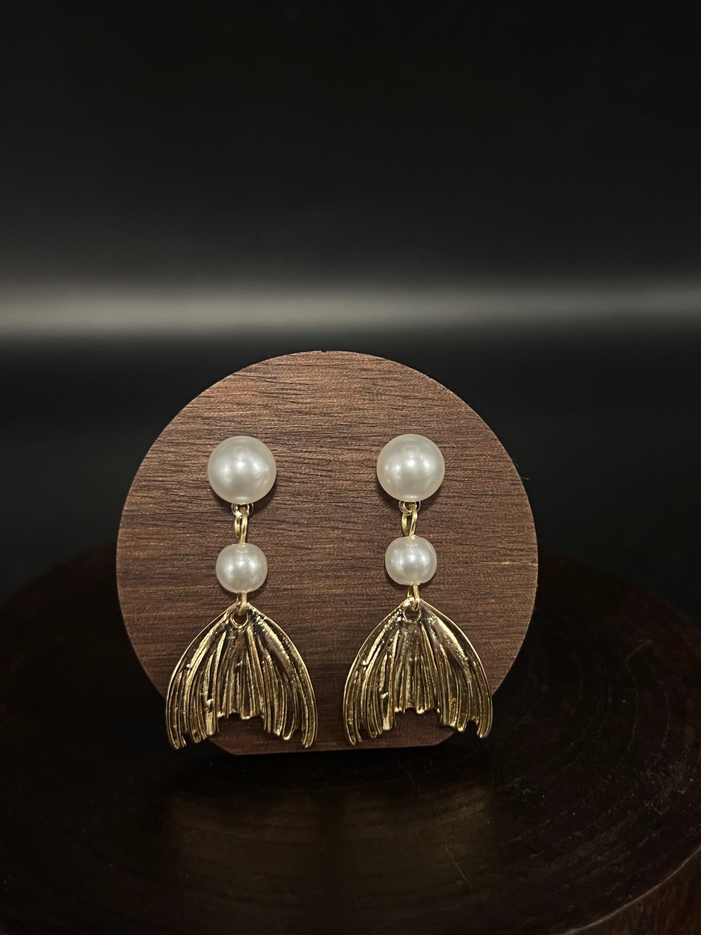 Mermaid Tail Pearl Drop Earrings – Whimsical Ocean-Inspired Dangle Earrings