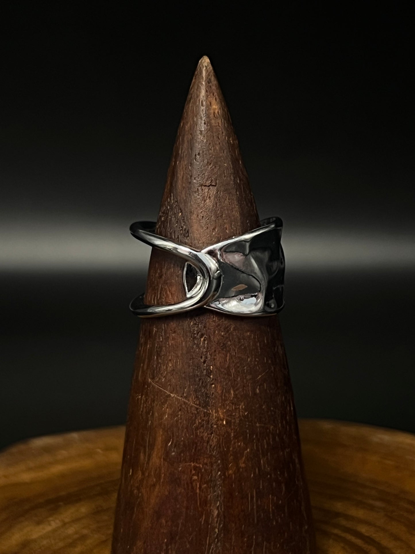 Abstract Molten Lava Ring - Tarnish-Free Stainless Steel - High Polish Liquid Metal Adjustable Statement Ring