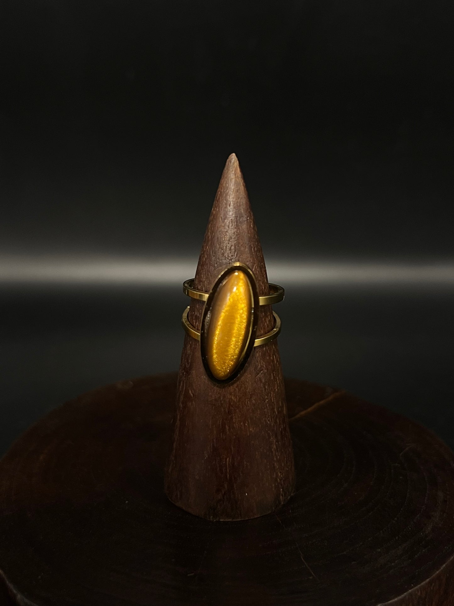 Textured Abstract Crescent Ring – Premium Stainless Steel Statement Band