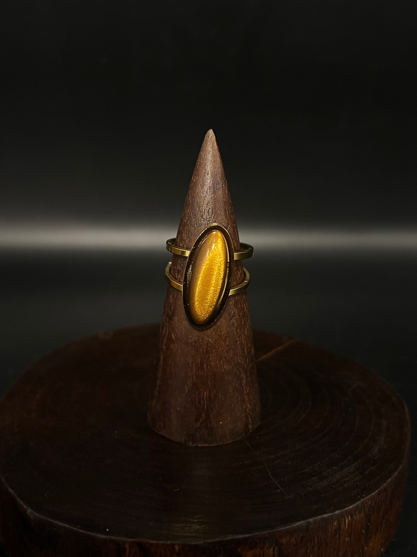 Textured Abstract Crescent Ring – Premium Stainless Steel Statement Band