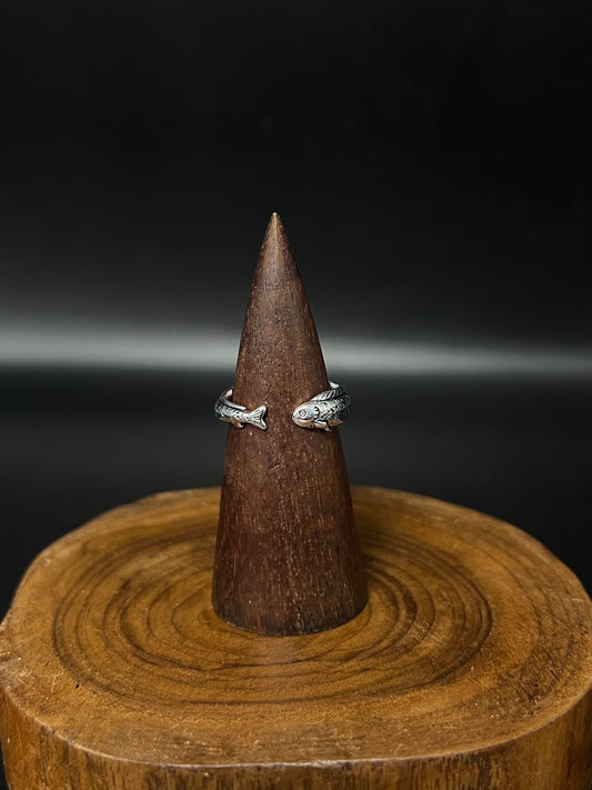Vintage Copper Koi Fish Open Wrap Ring | Antique Earthy Statement Piece